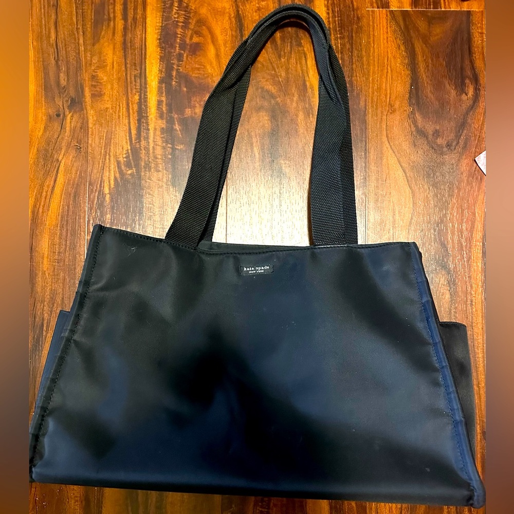 Kate Spade Black Nylon Tote Bag with Plaid Lining